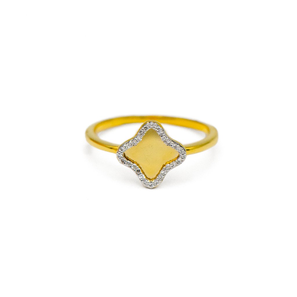 10k Yellow Gold Diamond Quatrefoil Ring